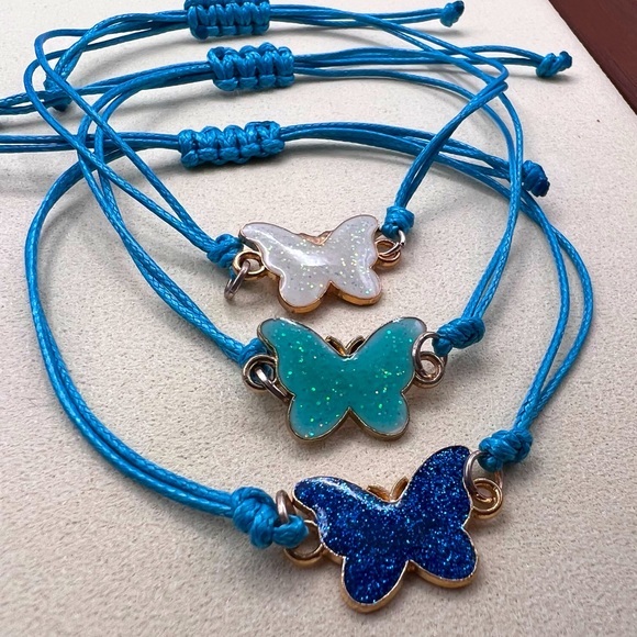 Handmade blue butterfly bracelet EACH SOLD SEPARATELY - Picture 2 of 3